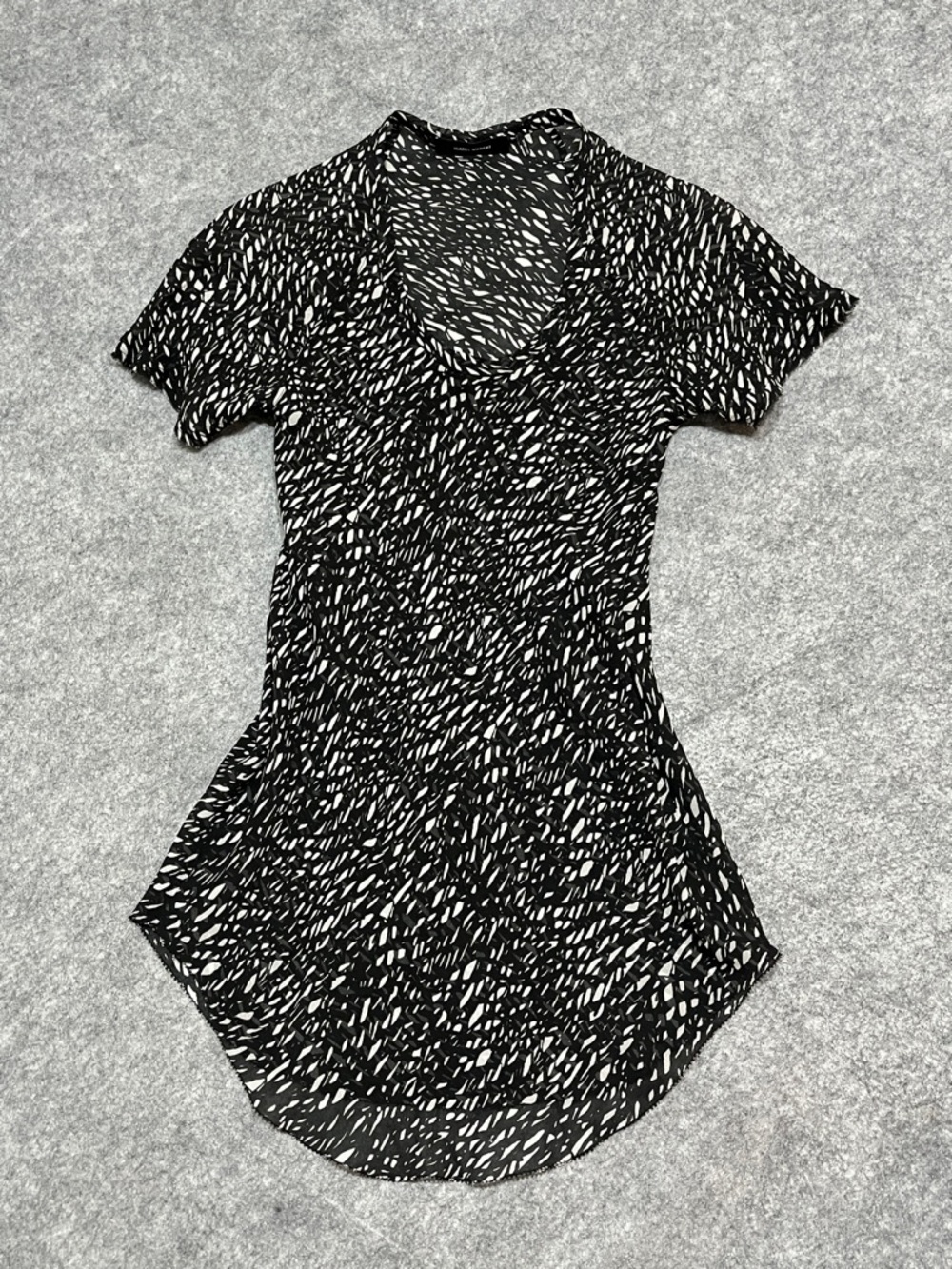 Isabel Marant Black and White Abstract Silk Print Top